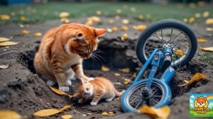 МУЛЬТФИЛЬМ ДЛЯ ДЕТЕЙ, Мама кошка вместе с котенком катаются на лыжах и помогают пингвинам