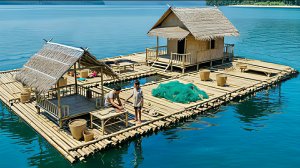 Строю плавучий дом из бамбука для своей семьи. Бушкрафт