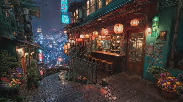 Lofi Zen - Kyoto Sake Bar Rain with Lo-fi Chillhop at Night | For Study, Sleep, or Relaxation | 4K смотреть онлайн