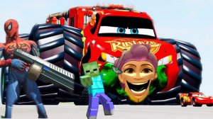 ЭПИЧЕСКАЯ ПОГОНЯ ОТ ГИГАНТСКОГО ОГНЕННОГО МОНСТРА ПРОТИВ ТАЧЕК В BEAMNG DRIVE