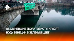 Экоактивисты окрасили воду гранд-канала в Венеции в зеленый