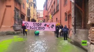 بمشاركة غريتا ثونبرغ.. نشطاء يصبغون قنوات وأنهار ونوافير 10 مدن إيطالية باللون الأخضر