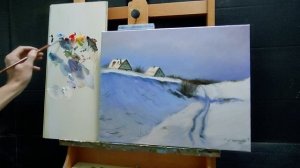 Подробное объяснение рисования зимнего пейзажа