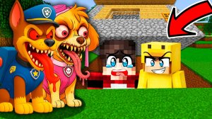 МЫ С СЫНКОМ СПРЯТАЛИСЬ под ДОМОМ ОТ СКАЙ ЕХЕ и ГОНЩИКА ЕХЕ ЩЕНЯЧИЙ ПАТРУЛЬ В МАЙНКРАФТЕ