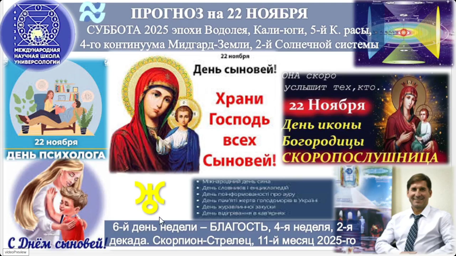 ПРОГНОЗ на 22 НОЯБРЯ, СУББОТА, день БЛАГОСТИ, 2025, эпохи Водолея, 5-й К.расы 2-й Солнечной системы