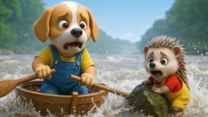 Мультики для детей, собачка спасает ежика от огромной змеи, мультфильм/мультик