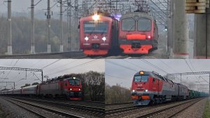 2 пассажирских, грузовой на 2ТЭ25КМ и разные ЭДэшки | платформа Калинина