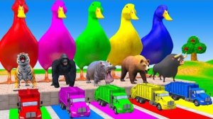 Длинная игра-слайд с Коровой, Слоном, Гориллой, Бегемотом, Тигром, 3d-игра с животными,