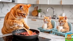 МУЛЬТФИЛЬМ ДЛЯ ДЕТЕЙ, Мама кошка вместе с котенком продают мороженое