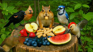 Наблюдение за птицами во время кормления. Птицы щебечут и поют. Успокаивающие звуки птиц