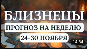 БЛИЗНЕЦЫ ВЫ ВСТУПАЕТЕ НА ПОЛОСУ ВЕЗЕНИЯ НЕ ОТСТУПАЙТЕ ОТ СВОИХ ЦЕЛЕЙ НА НЕДЕЛЮ С 24 ПО 30 НОЯБРЯ