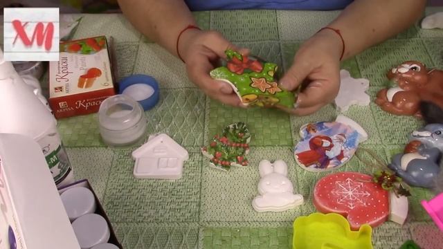 Ёлочные игрушки из гипса. ХоббиМаркет смотреть онлайн