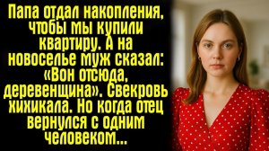 Папа отдал накопления, чтобы мы купили квартиру. А на новоселье муж сказал «Вон отсюда — деревенщина