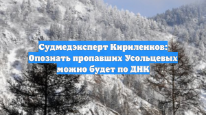 Судмедэксперт Кириленков: Опознать пропавших Усольцевых можно будет по ДНК