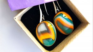 серьги висячие из цветного стекла ручной работы фьюзинг