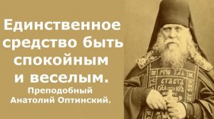 Единственное средство быть спокойным и веселым. Преподобный Анатолий Оптинский.