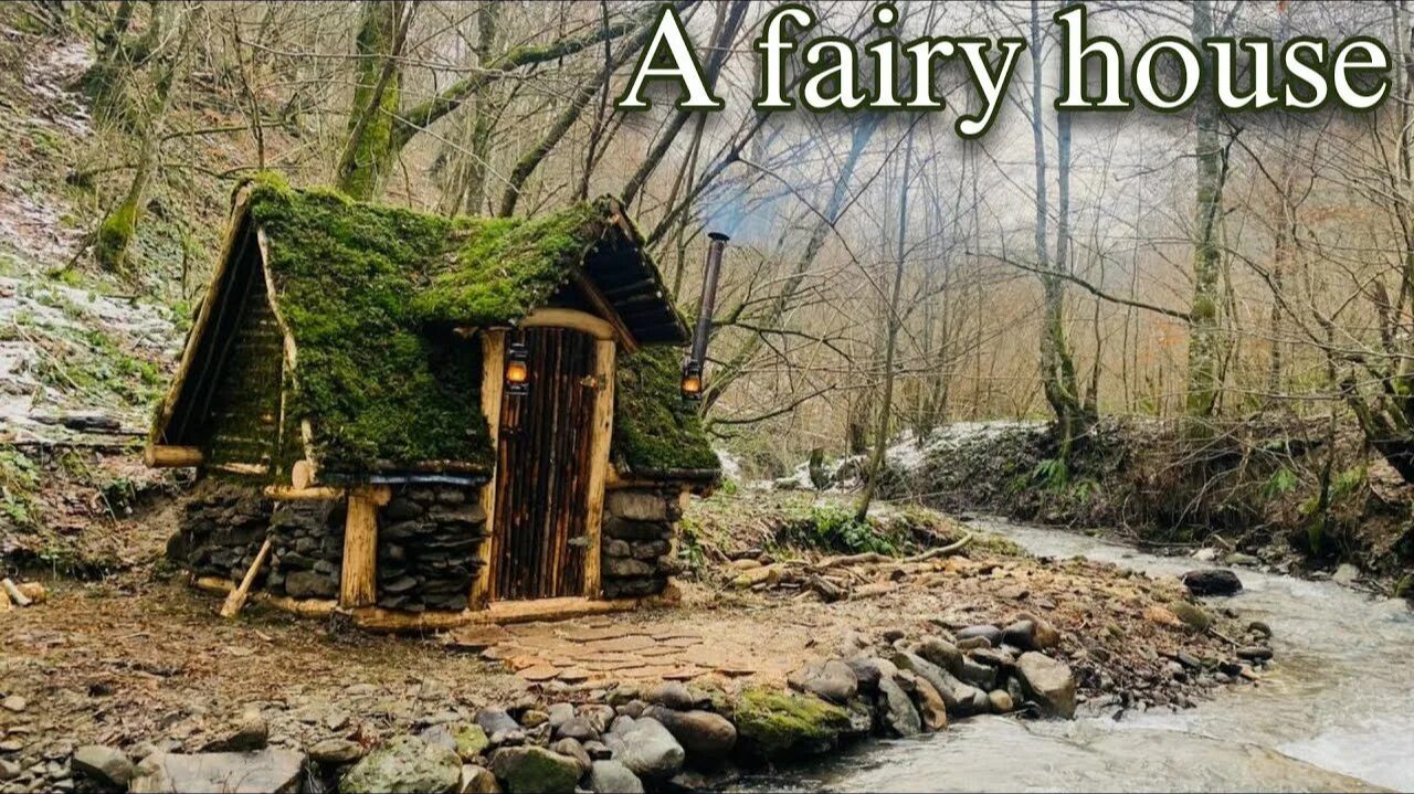 Строю каменный дом у реки зимой. Соорудил джакузи из старой ванны. Бушкрафт