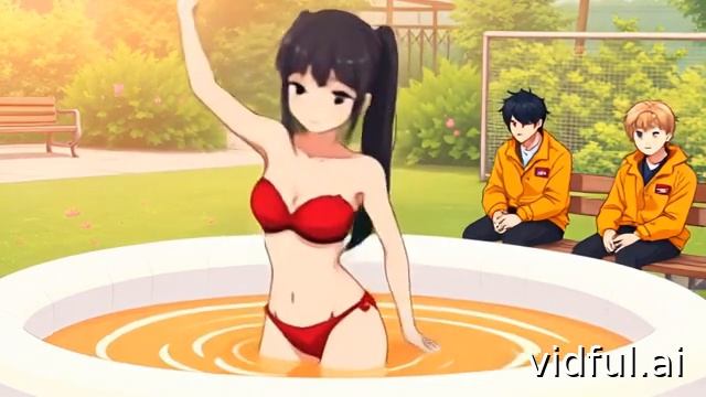 Купание брюнетки