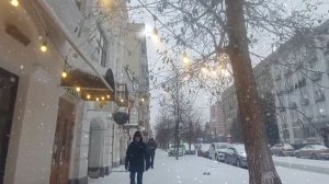 Снег в городе .Проспект Мира .Улица Парижской Коммуны. Красноярск