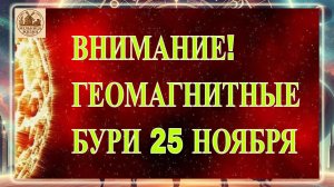 ВНИМАНИЕ! ГЕОМАГНИТНЫЕ БУРИ 25 НОЯБРЯ 2025 ГОДА!!!