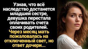 ИСТОРИЯ ИЗ ЖИЗНИ/Узнав, что всё наследство достанется младшей сестре, девушка перестала оплачивать