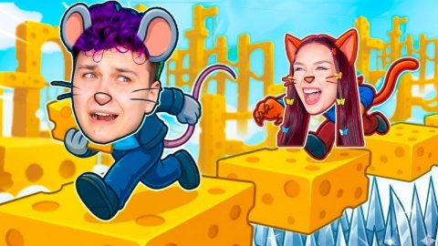 Догони МЫШКУ за КОТА в РОБЛОКС ! 😈 ОББИ на ДВОИХ