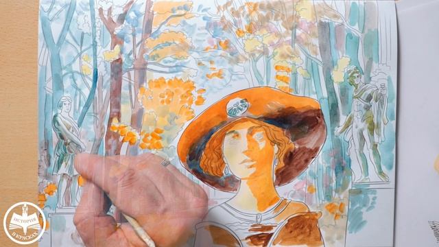 Город Петра Видеоурок "Летний сад" техника-акрил, перо