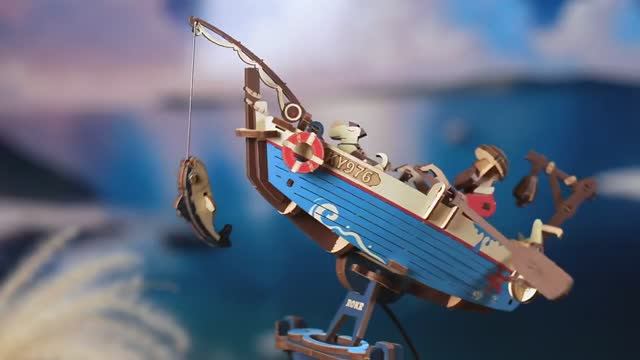 Деревянный конструктор Капитан Фишер покоритель океана от ROKR - с маятниковым механизмом