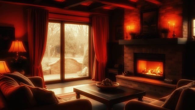 Фоновая музыка для отдыха со звуками камина | Спокойная атмосфера, ambient piano, relax смотреть онлайн
