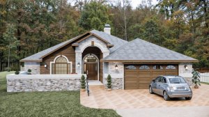 Великолепный коттедж 15x15 м в стиле рустик! 🌲 3 спальни и умная планировка на 225 м²