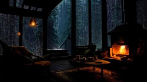 Уютный вечер в лесной хижине 🌧🔥 Звуки дождя и камина для расслабления