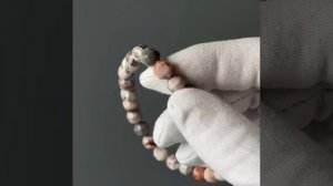 Браслет "Розовый агат Ботсвана" агат бежево-розовый с серыми и оранжевыми оттенками