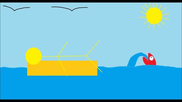 Йеллоу плавает на матрасе