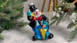 Стеклянная елочная игрушка Клоун - Цирковое Шоу, 12 см, 4060452-wd