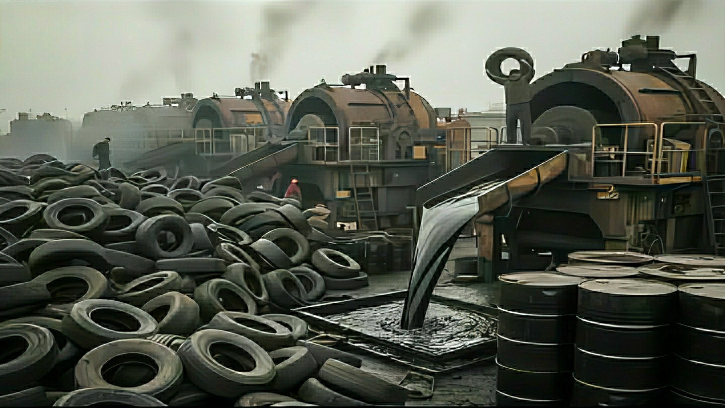 Превращение старых покрышек в мазут. Процесс пиролиза. Индия