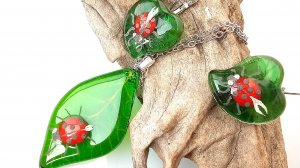 Женские украшения Божие коровки Серьги и кулон