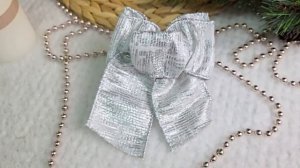 Бант для декорирования СНЕЖНОЕ МЕРЦАНИЕ - КЛАССИКА, белый, 11х15 см, 445302-3