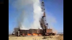 ЧП на буровой, выброс газа из скважины и пожар🔥 (ГНВП)
