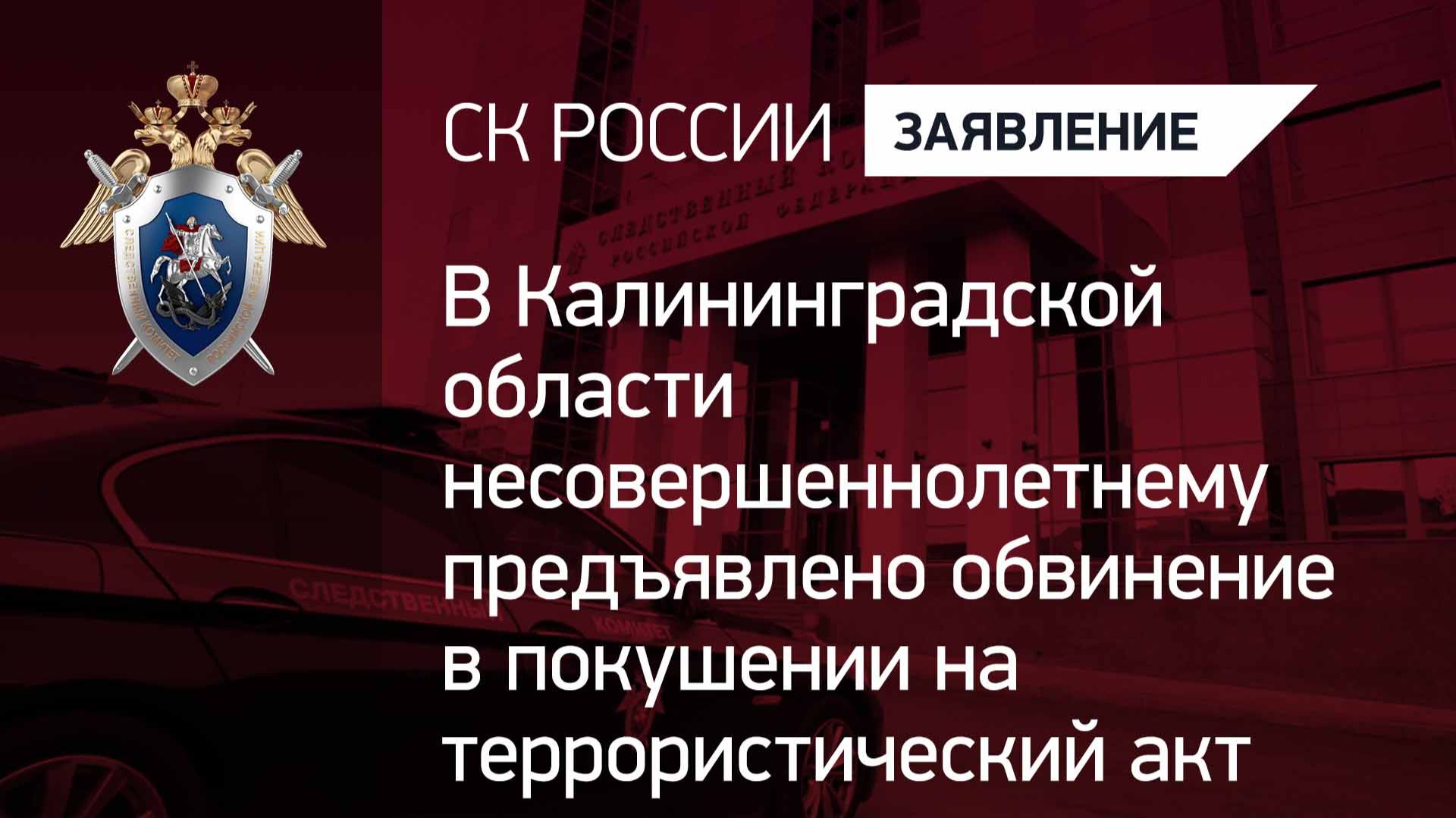 В Калининградской области несовершеннолетний обвиняется покушении на террористический акт