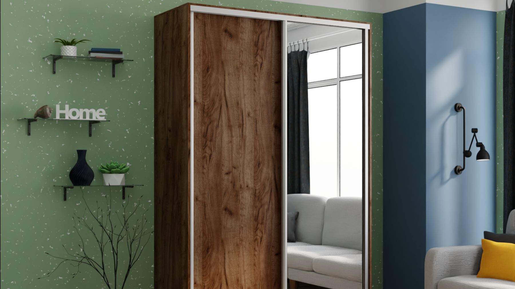 Обзор 2-х дверного шкафа-купе серии "Экспресс", Фасад: Крафт табачный / Зеркало смотреть онлайн