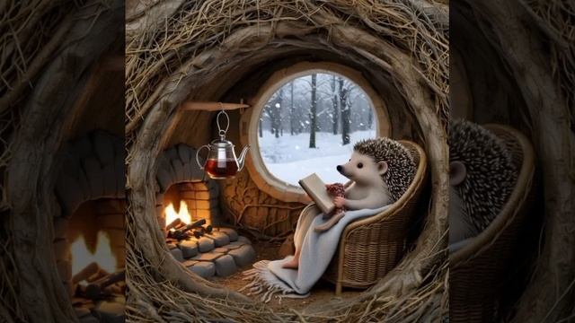 ёжик у камина