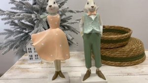 Набор декоративных фигур ГОСПОДА ЛАПКИНЫ, полистоун, 36 см, 2 шт., 2043285-набор