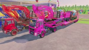 МУЛЬТИКИ ПРОМАШИНКИ. АВТОВОЗ ПЕРЕВОЗИТ ЭКСКАВАТОР И ДРУГИЕ МАШИНКИ.