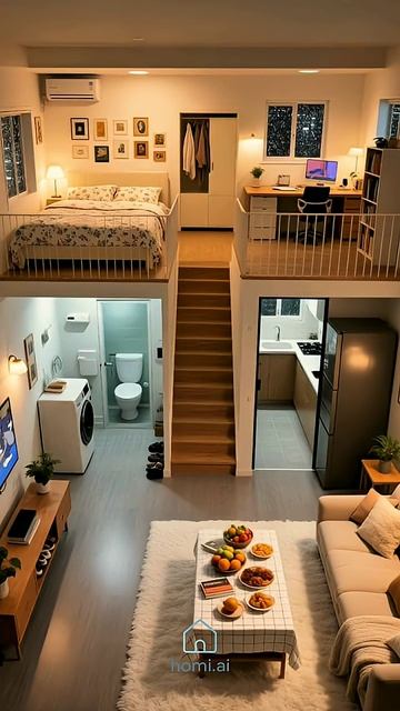 Smart Design! Full-Featured Tiny Loft Apartment Tour | Cozy Living in a Small Space 🏠✨