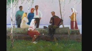 Гармонист на картинах художников. Песню "Одинокая гармонь" поёт Георг Отс.