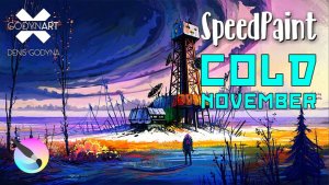 Krita: Холодный осенний пейзаж