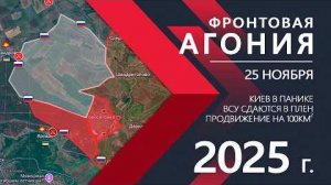 💥Карта боевых действий на 25 ноября 2025 года. Мирный план: Прорыв на 100км²!!!