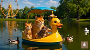 😹Мама кошечка со своим маленьким сыночком спасают бедного котёночка и идут на аттракционы🔥