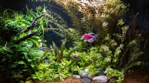 «Скалистый ручей» Пресноводный аквариум с растениями