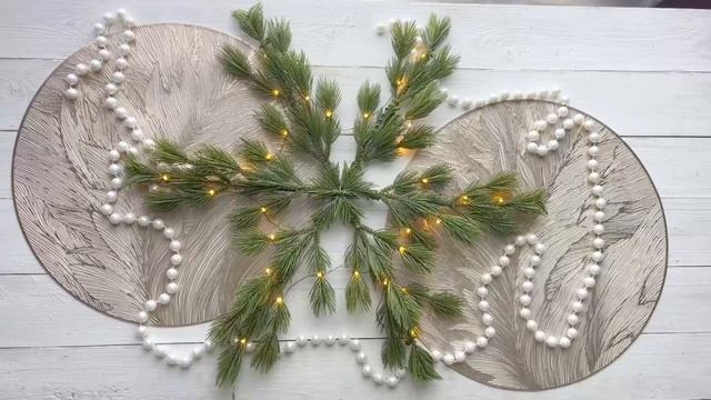 Хвойная композиция СНЕЖИНКА - СОСНОВЫЕ КИСТОЧКИ, 30 теплых белых микро LED-огней, 685031